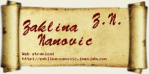 Žaklina Nanović vizit kartica